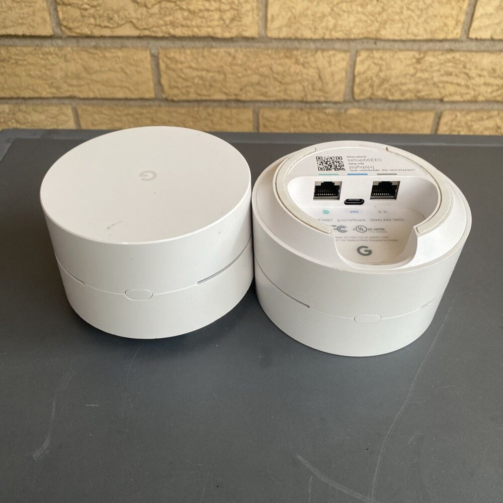 2 Google Wifi AC-1304 Mesh Router Puck USB-C White Unit Only